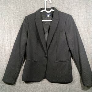 Tommy Hilfiger Womens' Black with White Polka Dot Single Button Blazer Size 8